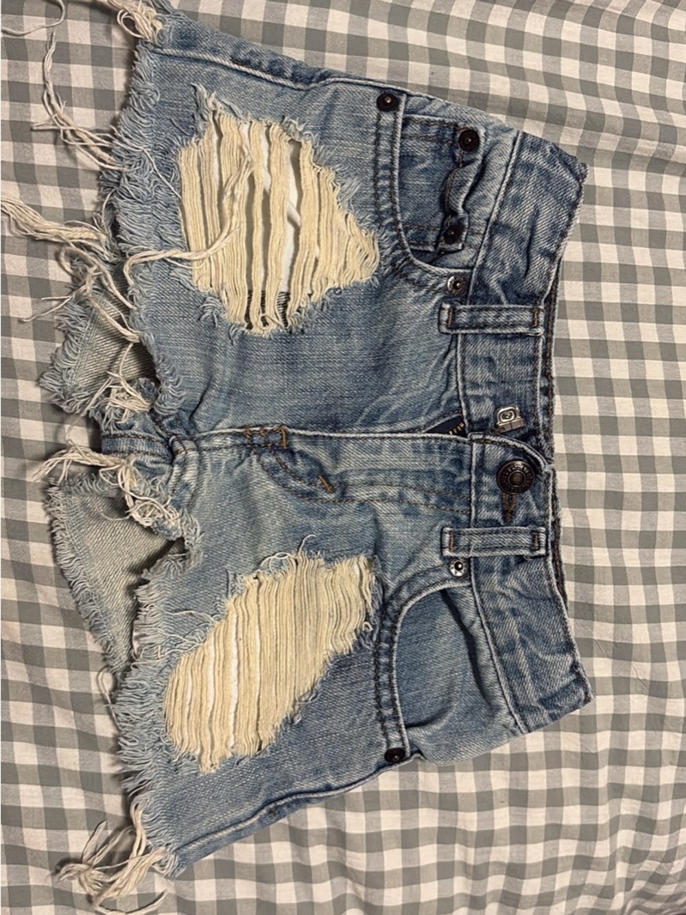 Levi's Light Blue Ripped Denim Cutoff Shorts
